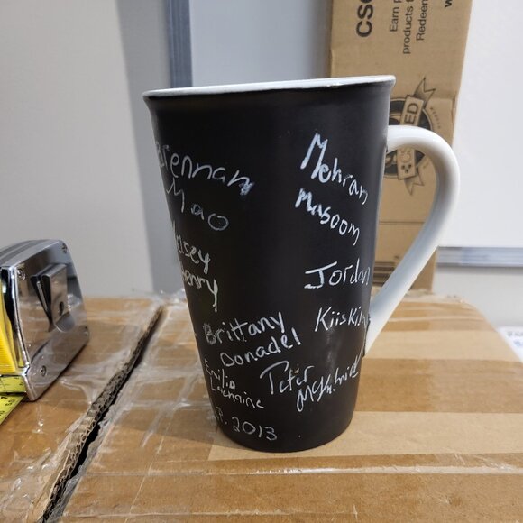 Starbucks Coffee 2010 Black Chalkboard Unique Design Tall Latte Mug 5 3/4" GUC - Picture 3 of 8